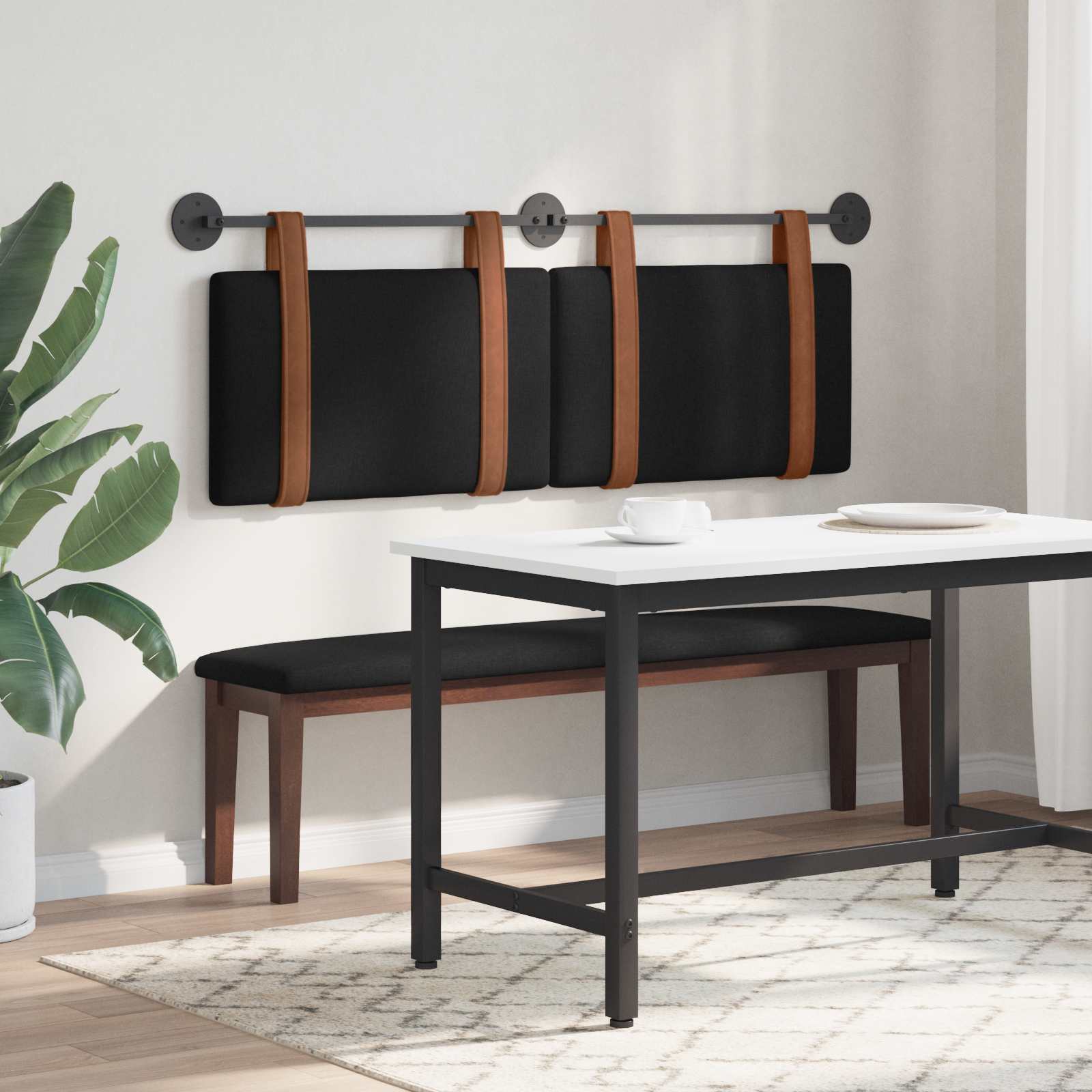 Držeće uzglavlje Zidne Crna 130 x 55 x 5 cm Antikni PU