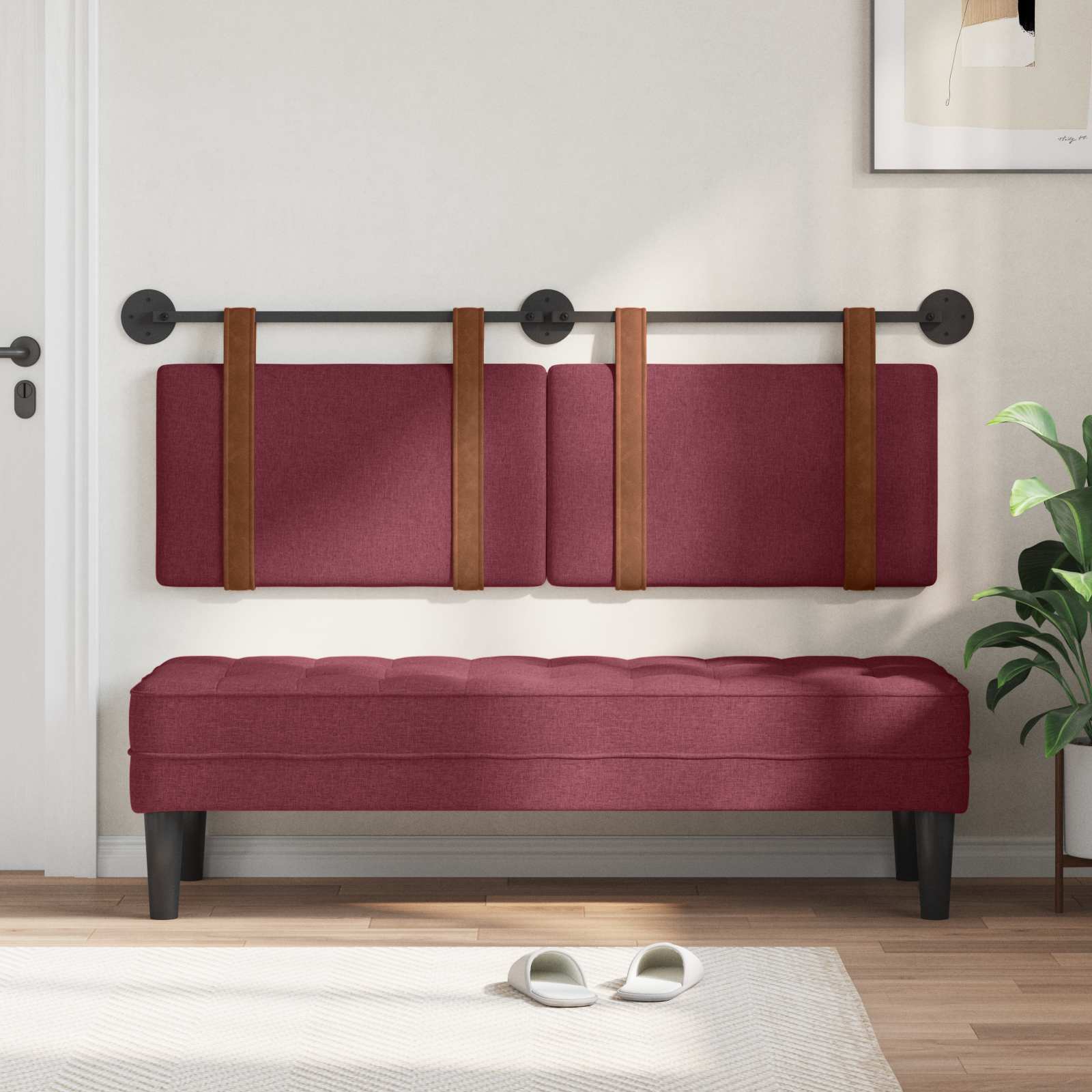 Držeće uzglavlje Zidne Vinska crvena 130 x 55 x 5 cm Antikni PU
