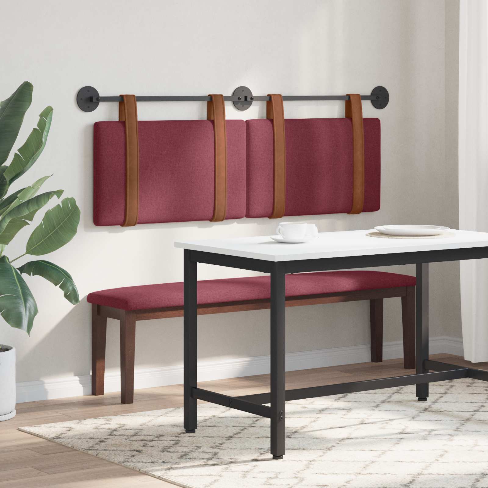 Držeće uzglavlje Zidne Vinska crvena 130 x 55 x 5 cm Antikni PU