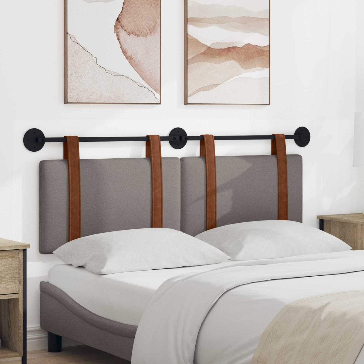 Držeće uzglavlje Zidne Sivo-smeđa 150 x 55 x 5 cm Antikni PU