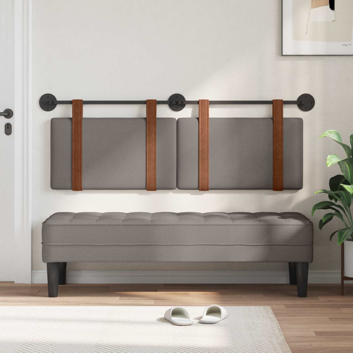 Držeće uzglavlje Zidne Sivo-smeđa 150 x 55 x 5 cm Antikni PU