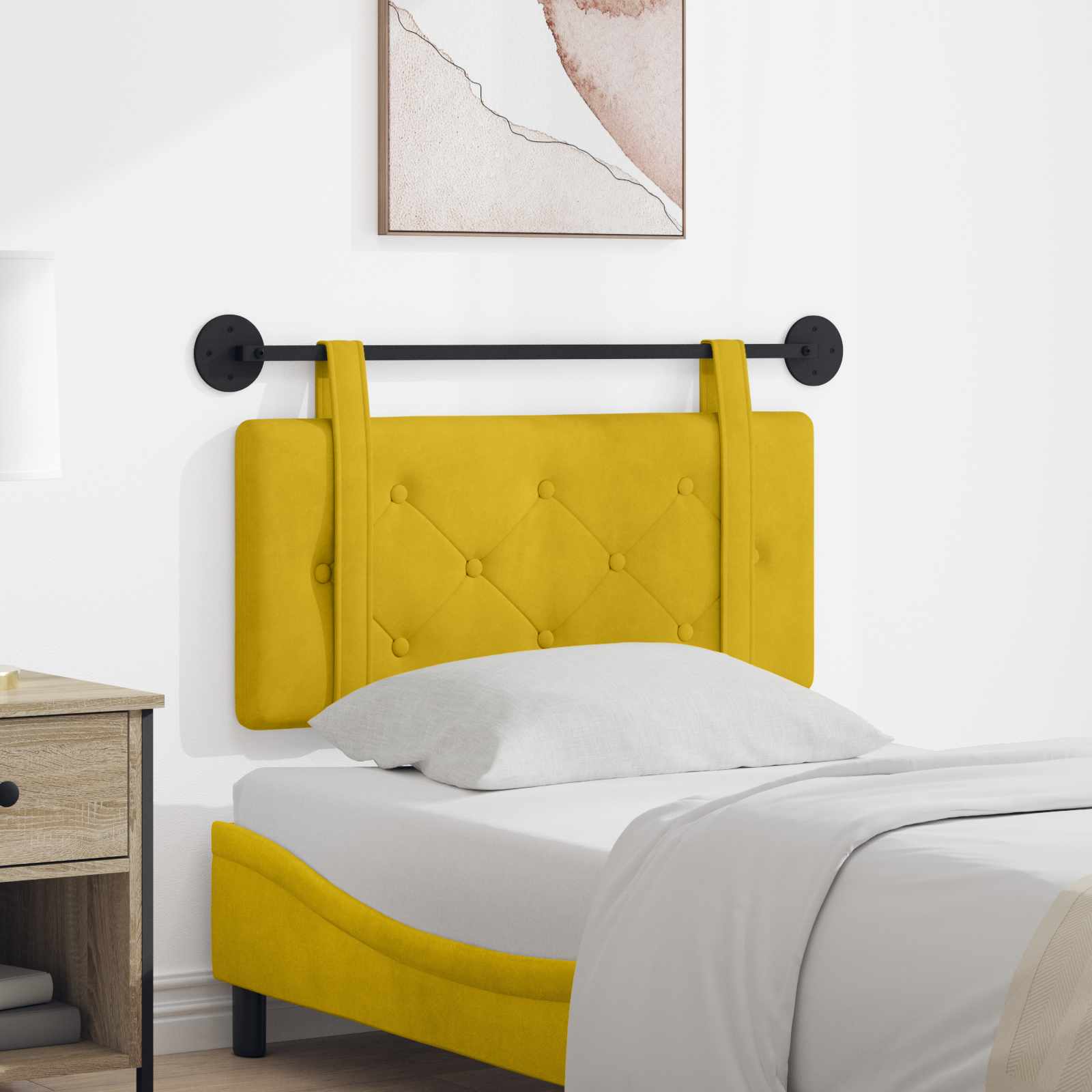 Viseće uzglavlje kreveta Žuta Baršun