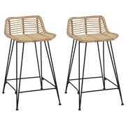 Barska stolica 2 pcs Prirodna 44 x 45 x 76 cm Ratan i Čelik