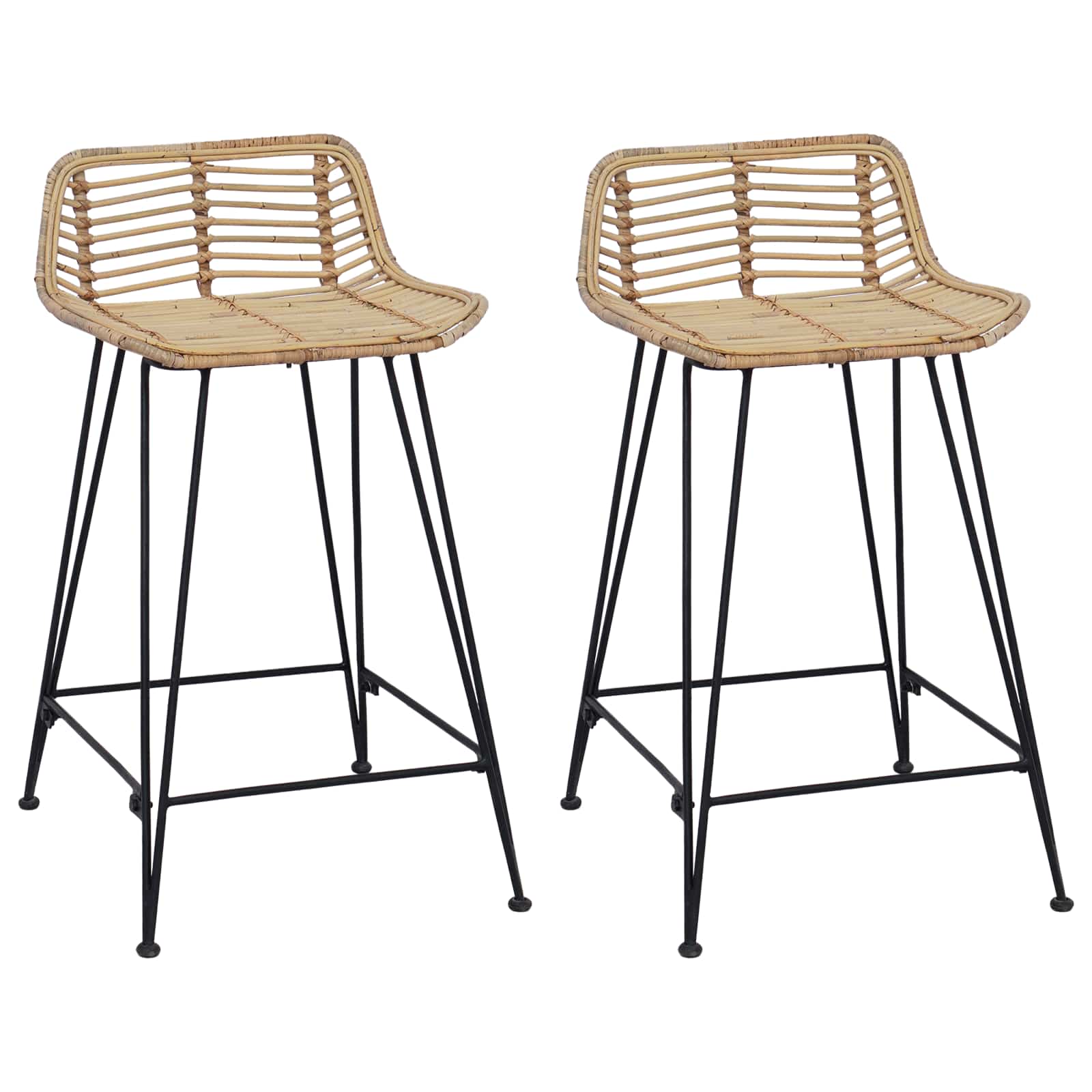 Barska stolica 2 pcs Prirodna 44 x 45 x 76 cm Ratan i Čelik