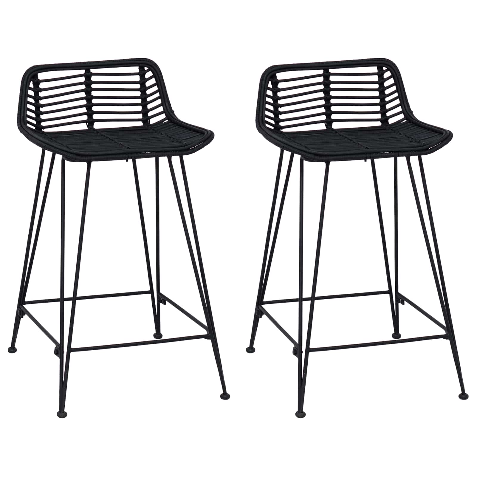 Barska stolica 2 pcs Crna 44 x 45 x 76 cm Ratan i Čelik