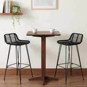 Barski stol 2 pcs Crna 44 x 46 x 91 cm Ratan i Čelik