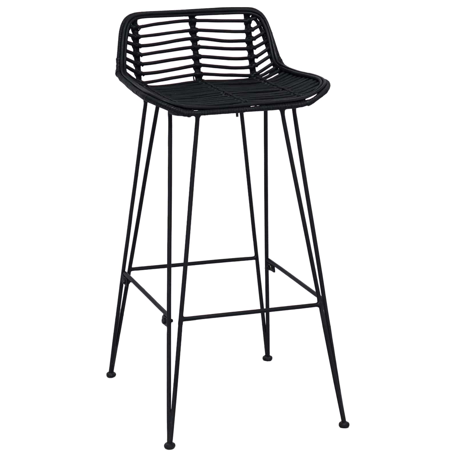 Barski stol 2 pcs Crna 44 x 46 x 91 cm Ratan i Čelik