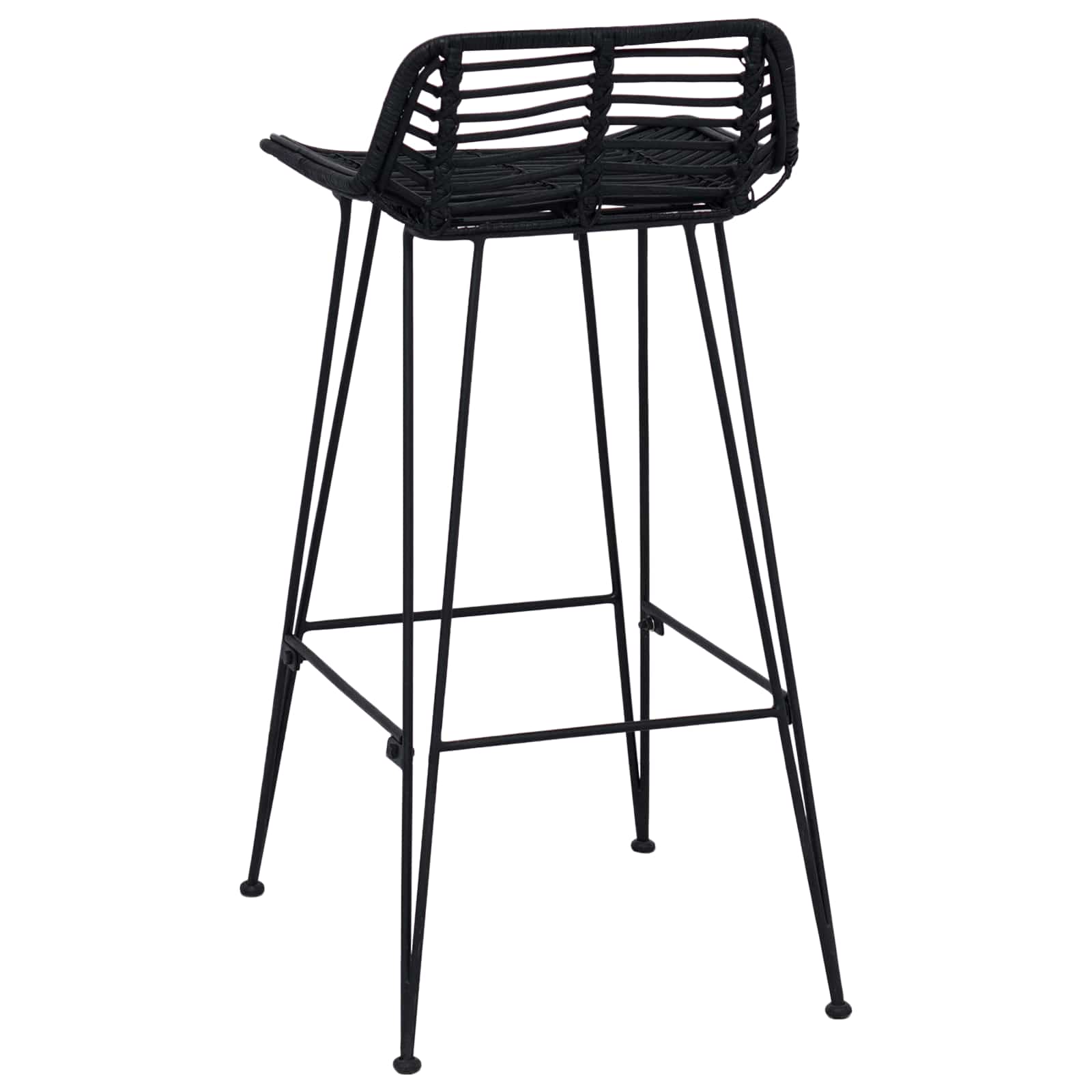 Barski stol 2 pcs Crna 44 x 46 x 91 cm Ratan i Čelik