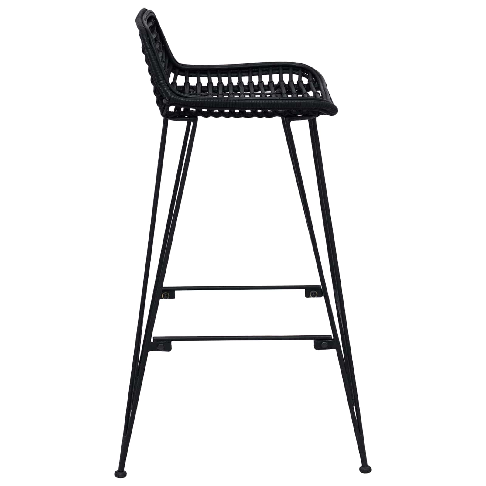 Barski stol 2 pcs Crna 44 x 46 x 91 cm Ratan i Čelik