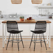 Stolica za blagovanje 2 pcs Crna 41 x 55 x 85 cm Ratan i Čelik