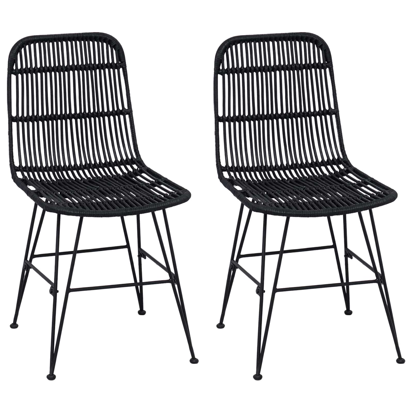 Stolica za blagovanje 2 pcs Crna 41 x 55 x 85 cm Ratan i Čelik