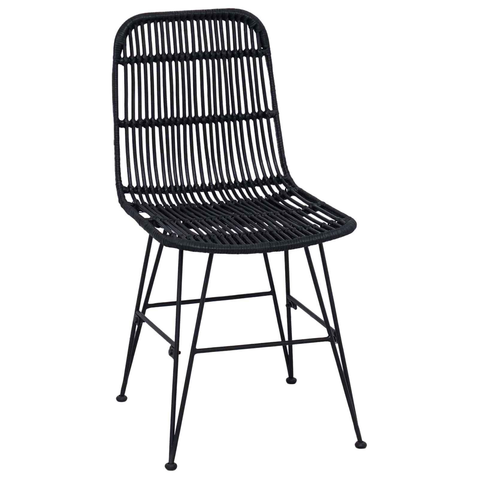 Stolica za blagovanje 2 pcs Crna 41 x 55 x 85 cm Ratan i Čelik