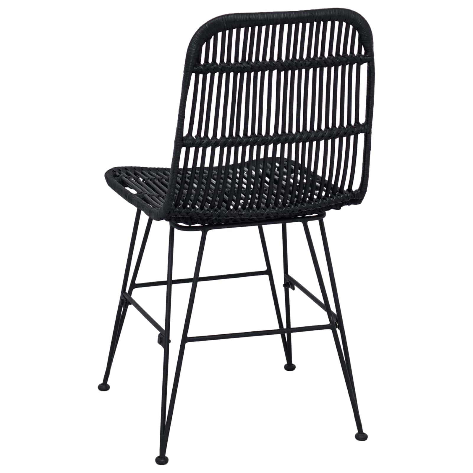 Stolica za blagovanje 2 pcs Crna 41 x 55 x 85 cm Ratan i Čelik