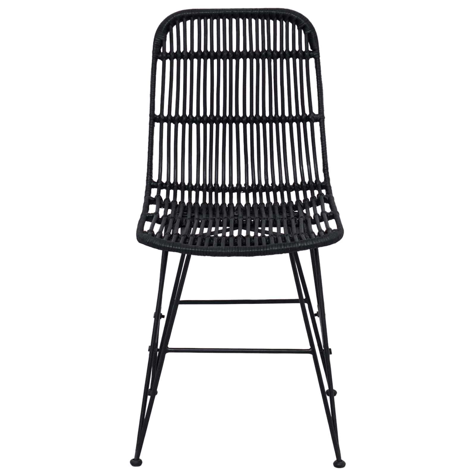 Stolica za blagovanje 2 pcs Crna 41 x 55 x 85 cm Ratan i Čelik