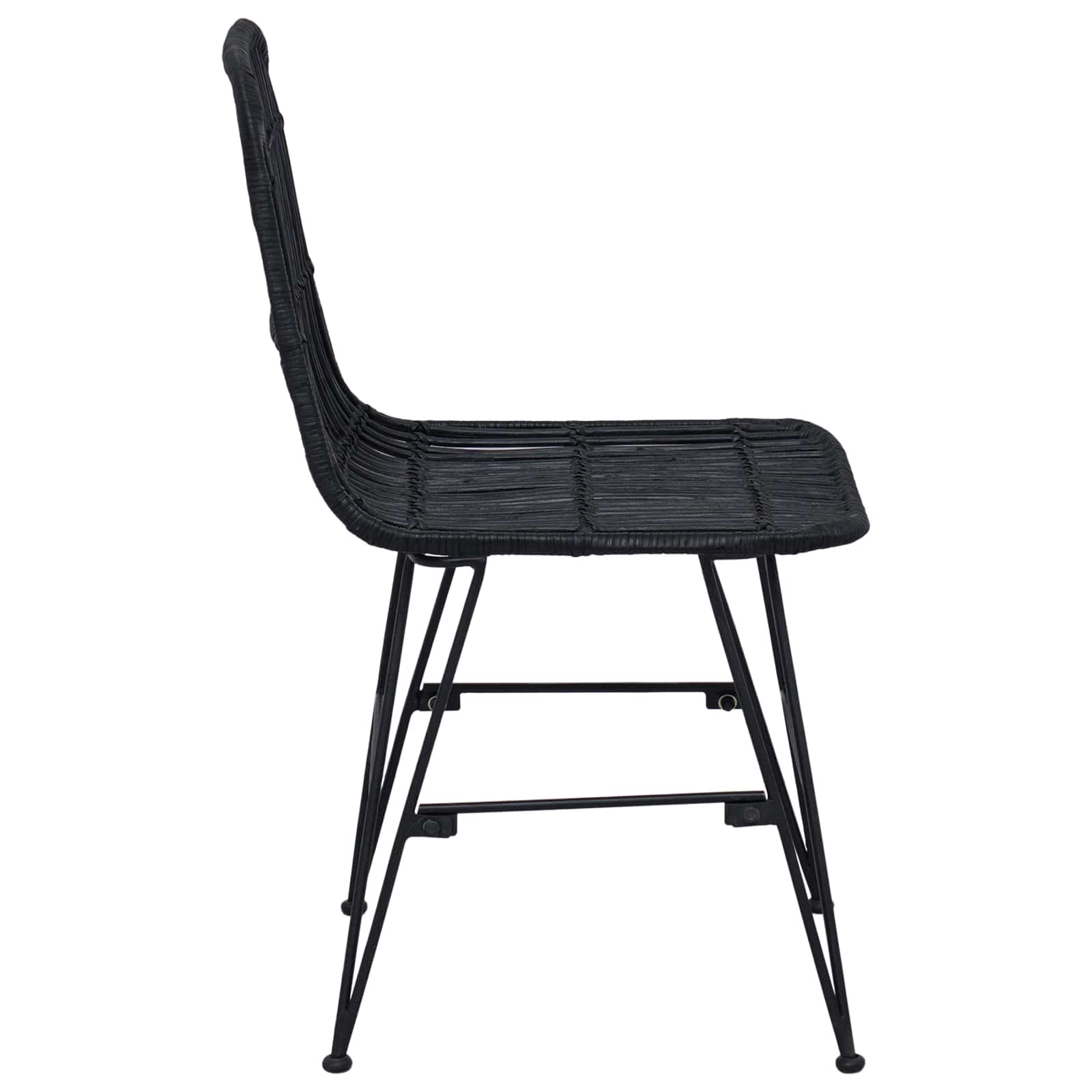 Stolica za blagovanje 2 pcs Crna 41 x 55 x 85 cm Ratan i Čelik