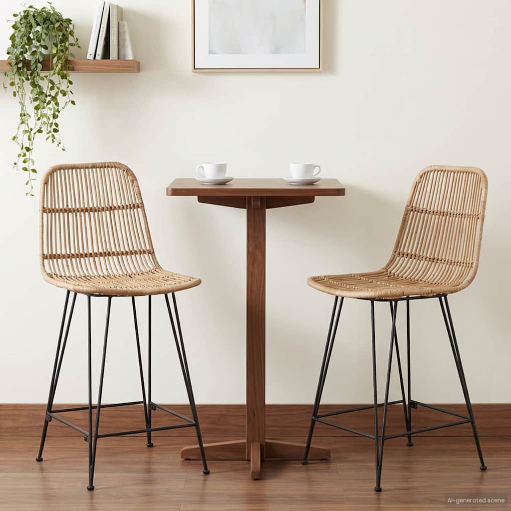 Barska stolica 2 pcs Prirodna 44 x 54 x 96 cm Ratan i Čelik