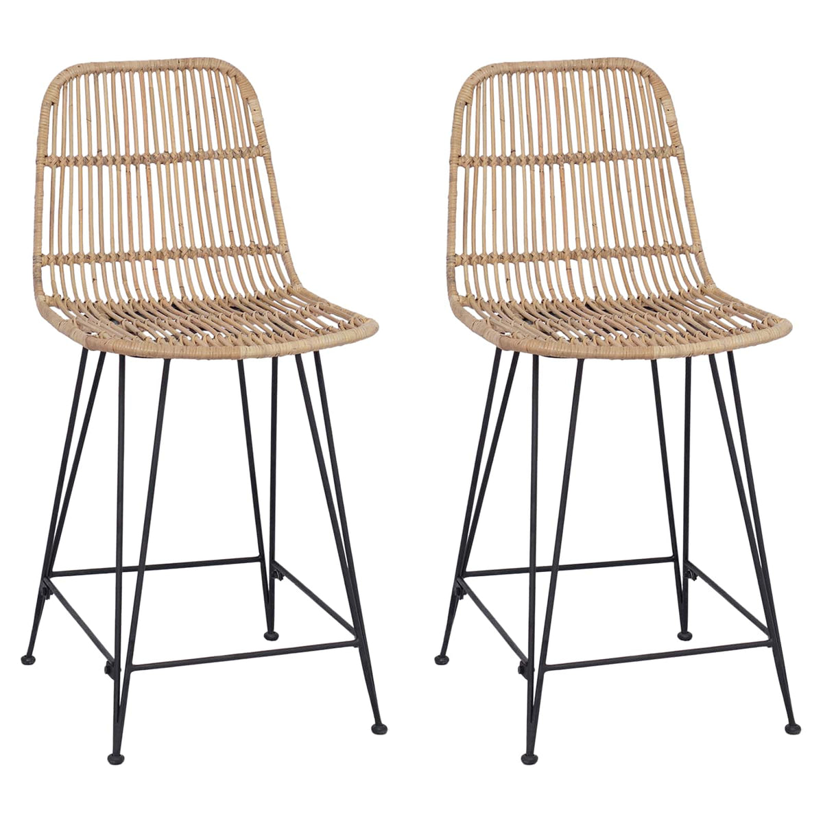 Barska stolica 2 pcs Prirodna 44 x 54 x 96 cm Ratan i Čelik