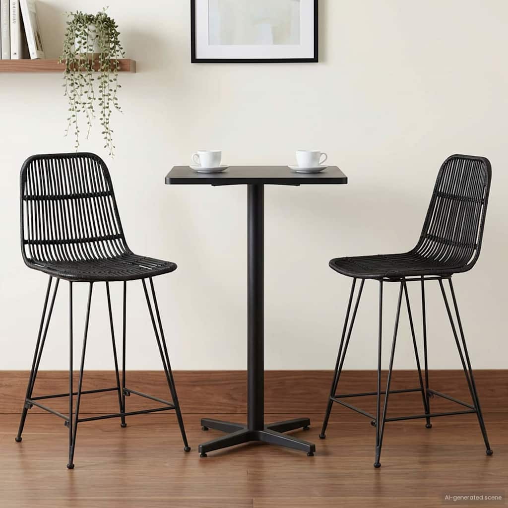 Barska stolica 2 pcs Crna 44 x 54 x 96 cm Ratan i Čelik