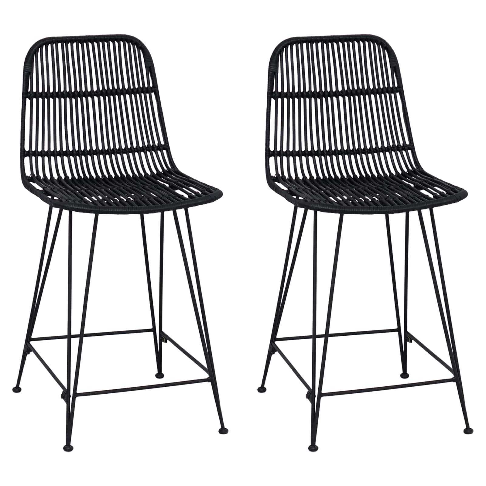 Barska stolica 2 pcs Crna 44 x 54 x 96 cm Ratan i Čelik