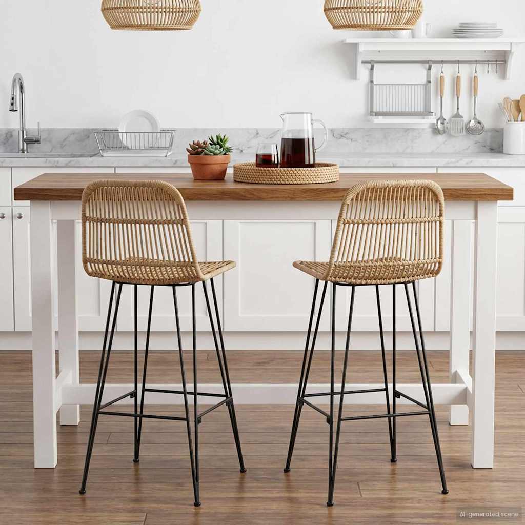 Barska stolica 2 pcs Prirodna 44 x 55 x 109 cm Ratan i Čelik