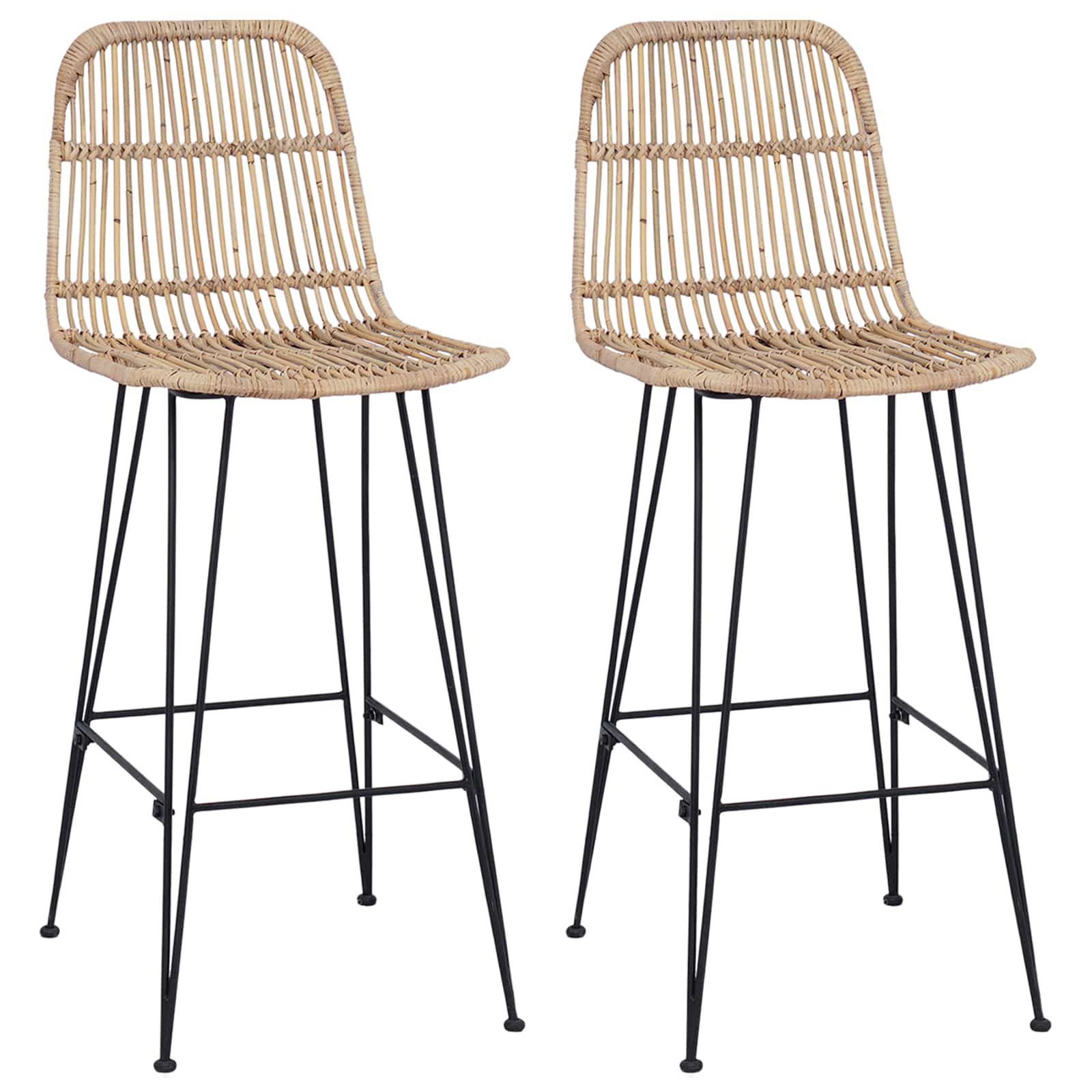 Barska stolica 2 pcs Prirodna 44 x 55 x 109 cm Ratan i Čelik