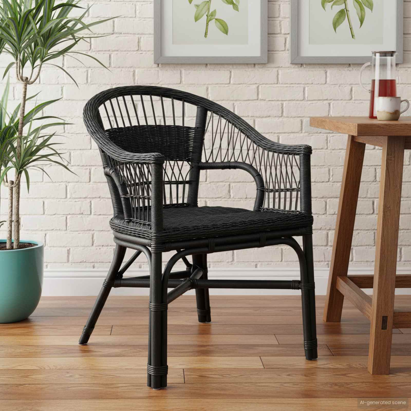 Stolica koja se može slagati Crna 60 x 60 x 81 cm Ratan