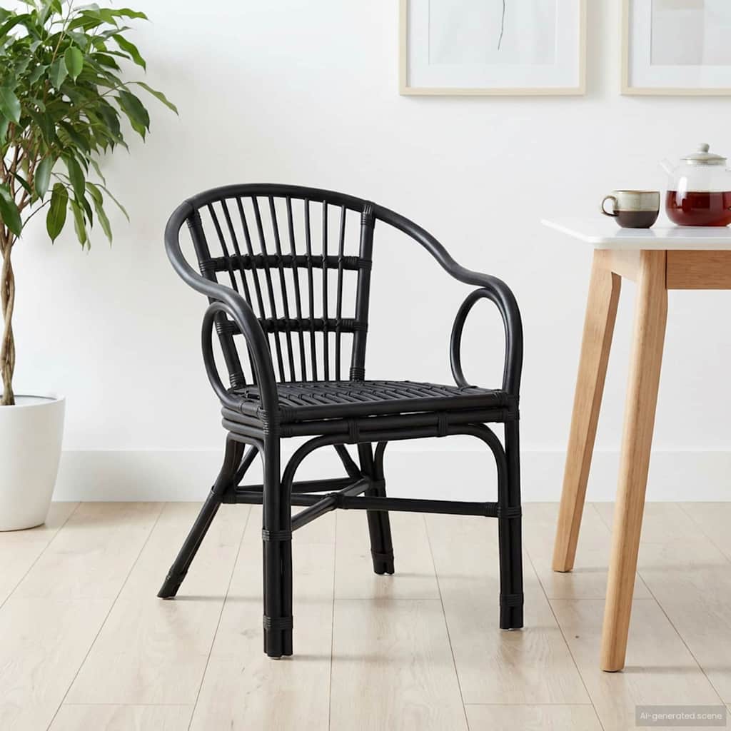 Stolica koja se može slagati Crna 58 x 60 x 81 cm Ratan