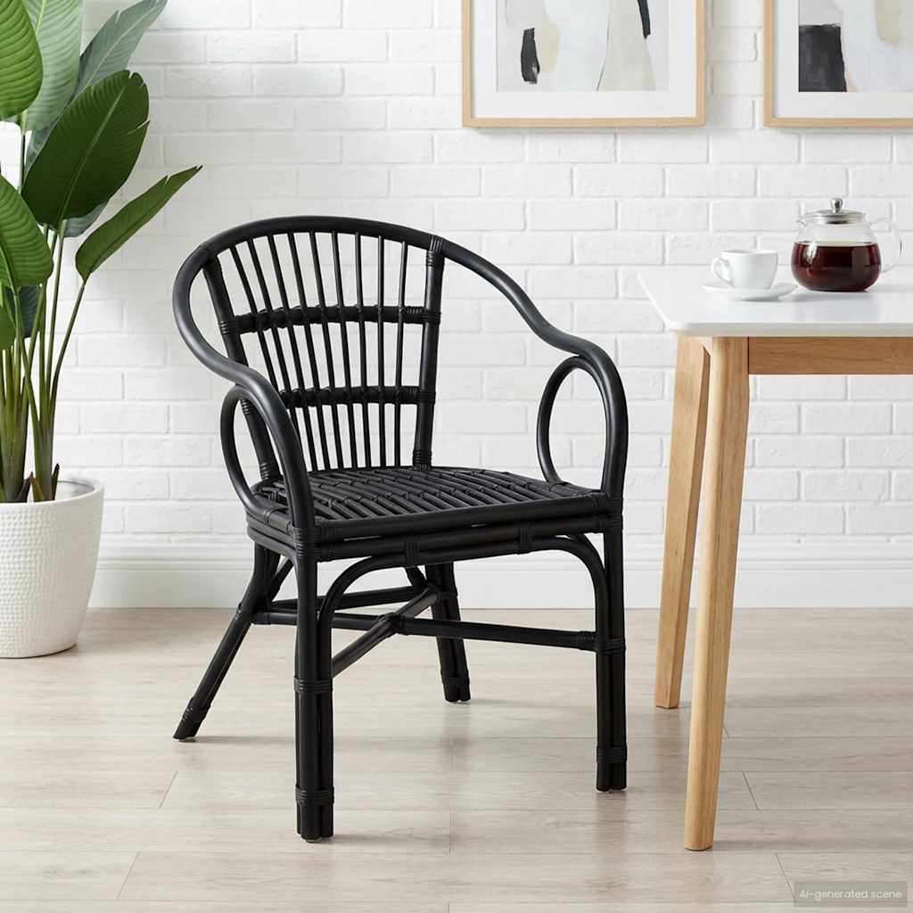 Stolica koja se može slagati Crna 58 x 60 x 81 cm Ratan