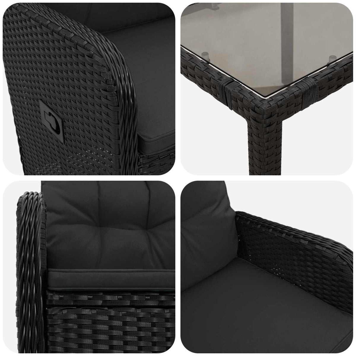 Vanjski set za objedovanje 5 pcs Crna 90 x 90 x 75 cm poliratan
