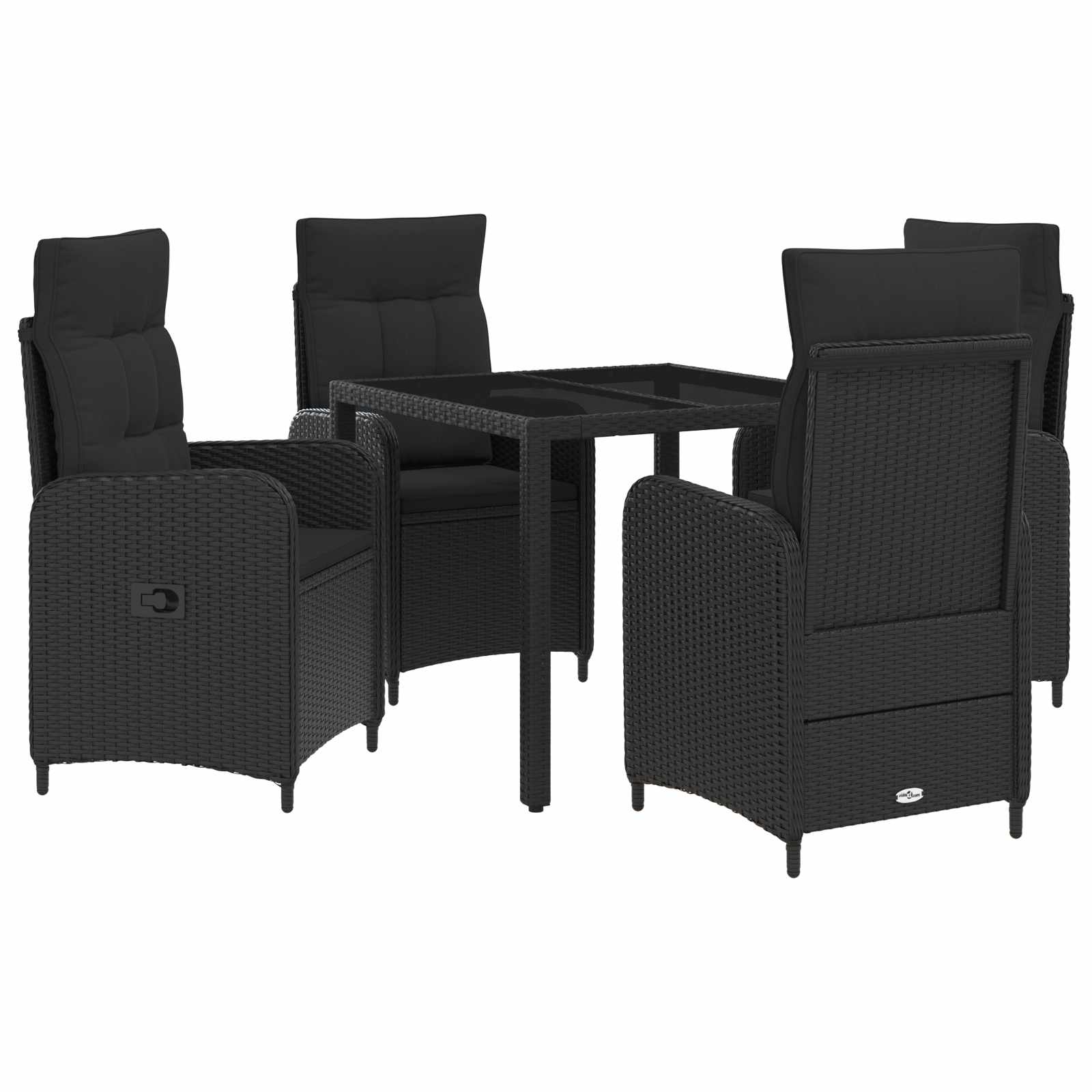 Vanjski set za objedovanje 5 pcs Crna 90 x 90 x 75 cm poliratan
