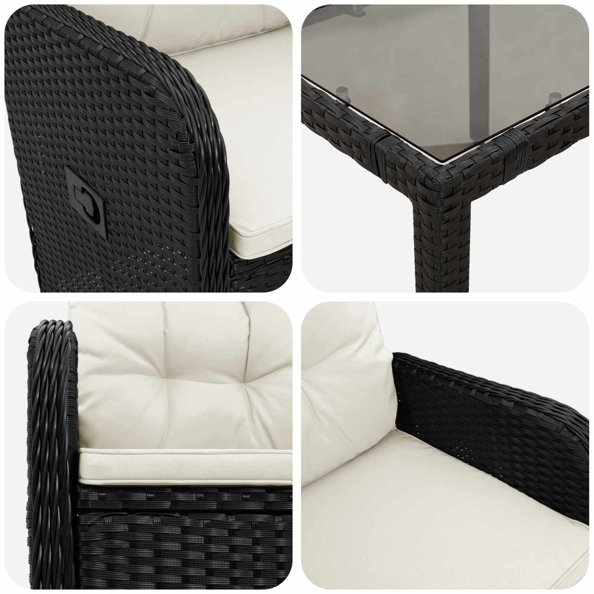 Vanjski set za objedovanje 5 pcs Crna i krem-bijela