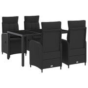 Vanjski set za objedovanje 5 pcs Crna 150 x 90 x 75 cm