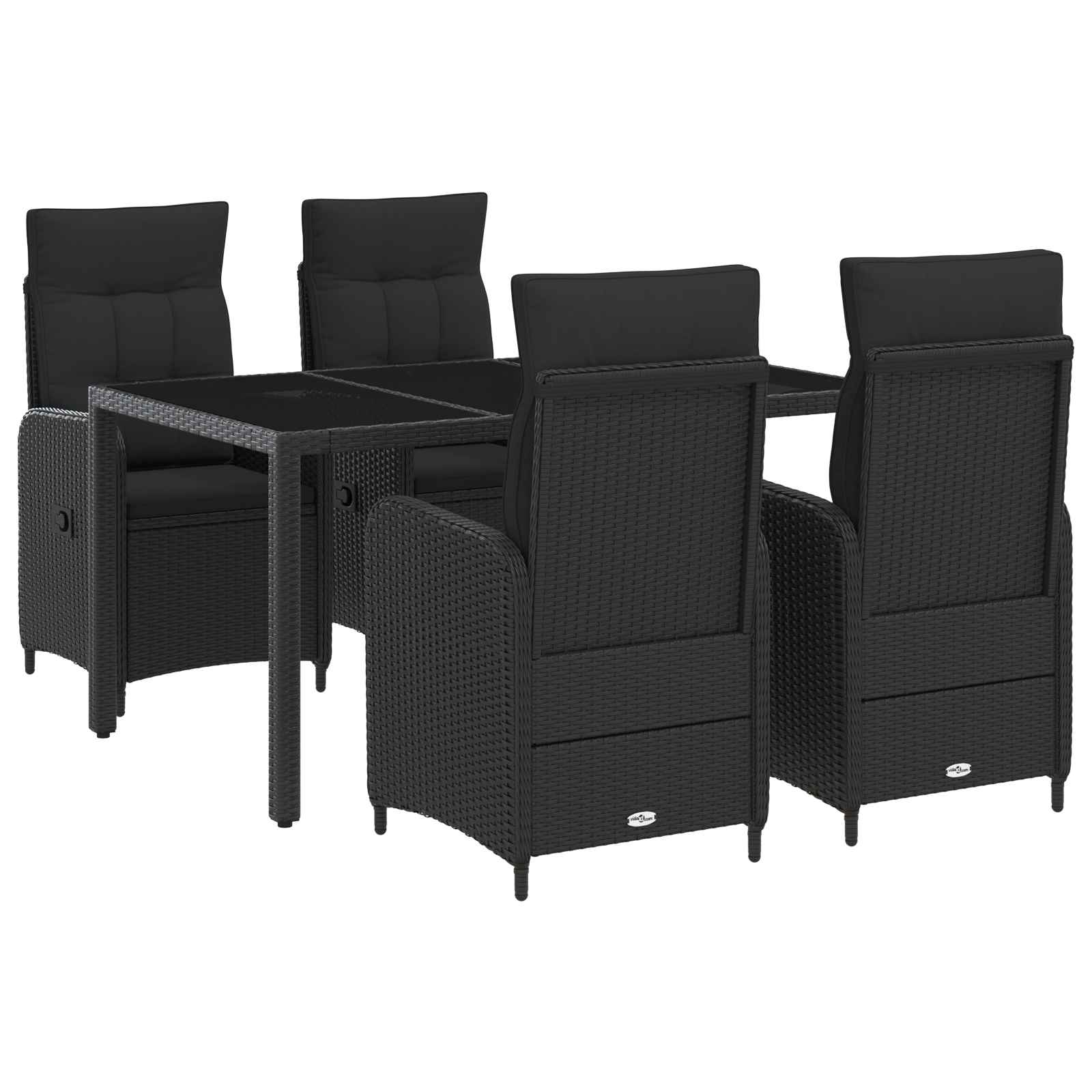 Vanjski set za objedovanje 5 pcs Crna 150 x 90 x 75 cm