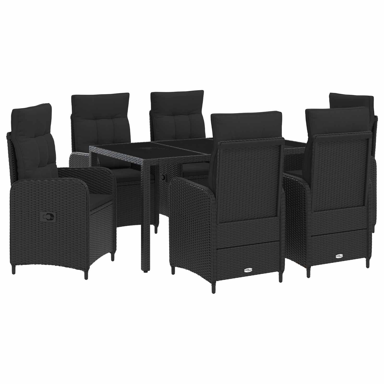 Vanjski set za objedovanje 7 pcs Crna 150 x 90 x 75 cm