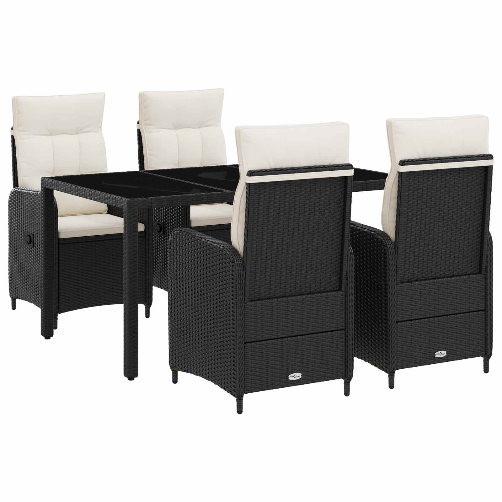 Vanjski set za objedovanje 5 pcs Crna i krem-bijela