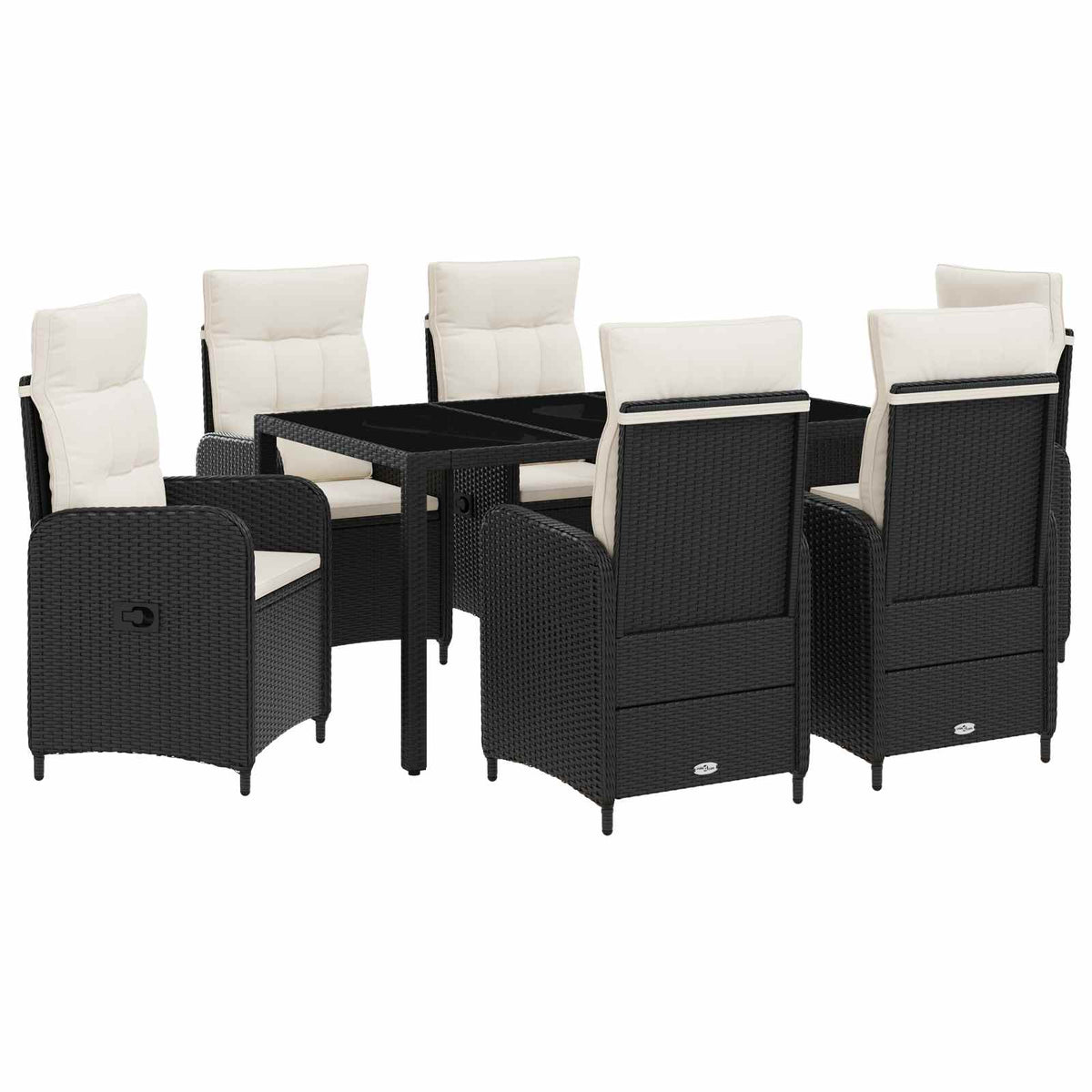Vanjski set za objedovanje 7 pcs Crna i krem-bijela