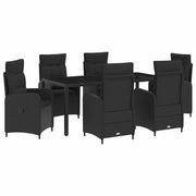Vanjski set za objedovanje 7 pcs Crna 190 x 90 x 75 cm