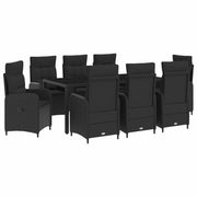 Vanjski set za objedovanje 9 pcs Crna 190 x 90 x 75 cm