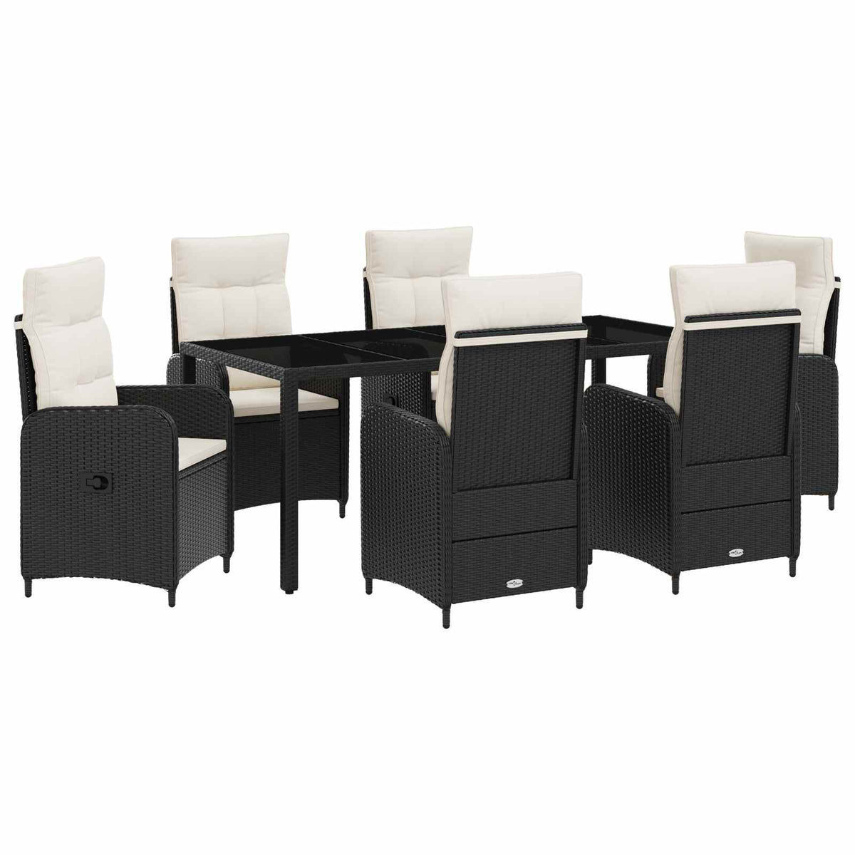 Vanjski set za objedovanje 7 pcs Crna i krem-bijela