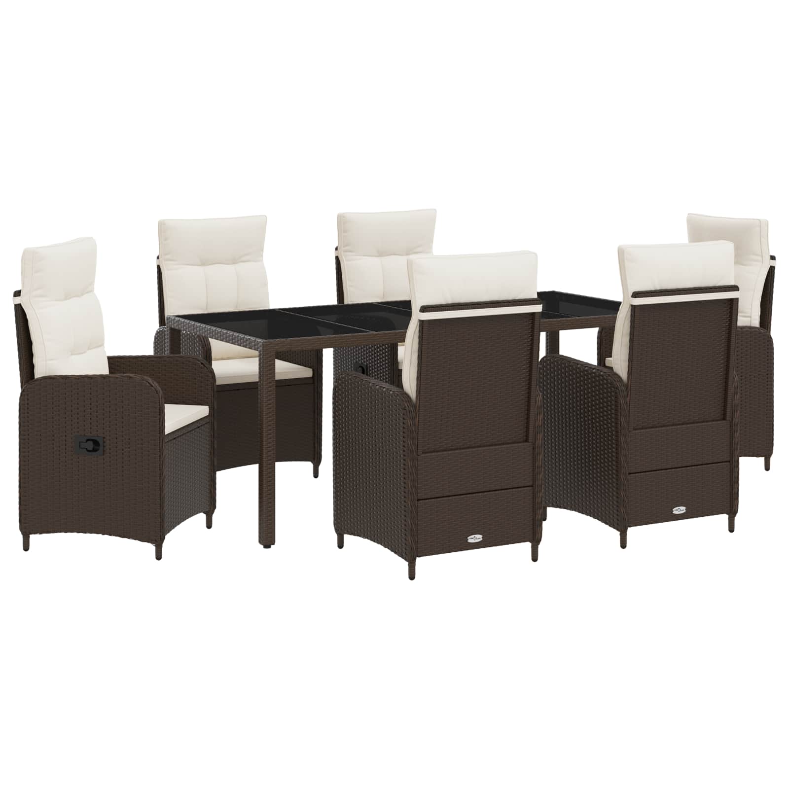 Vanjski set za objedovanje 7 pcs Smeđa i krem bijela
