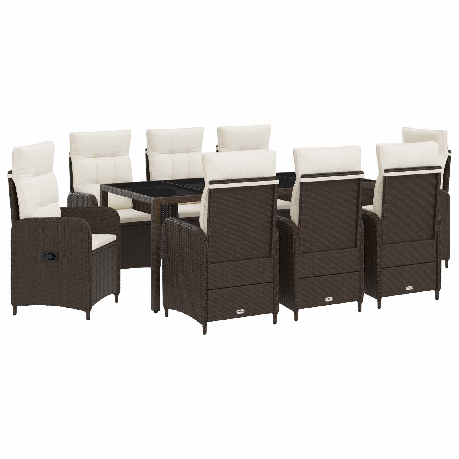 Vanjski set za objedovanje 9 pcs Smeđa i krem bijela