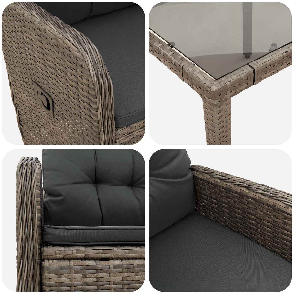 Vanjski set za objedovanje 5 pcs Svijetlo siva i tamno siva