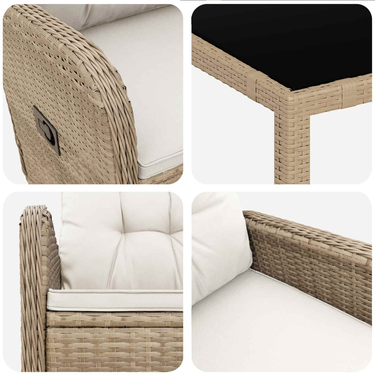 Vanjski set za objedovanje 5 pcs Bež i krem bijela