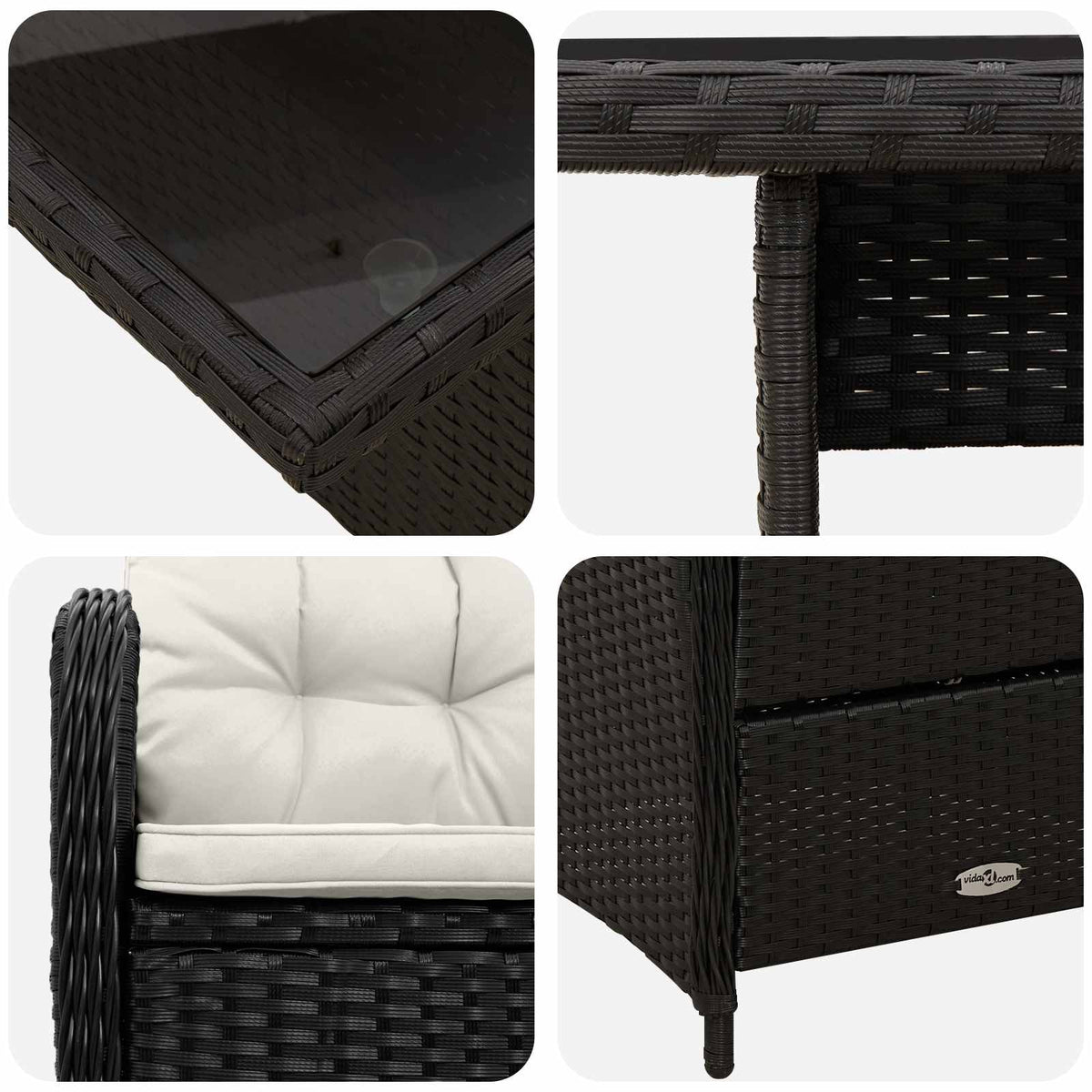 Vanjski set za objedovanje 3 pcs Crna i krem-bijela poliratan