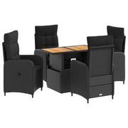 Vanjski set za objedovanje 5 pcs Crna Poli Ratan i Drvo Akacije