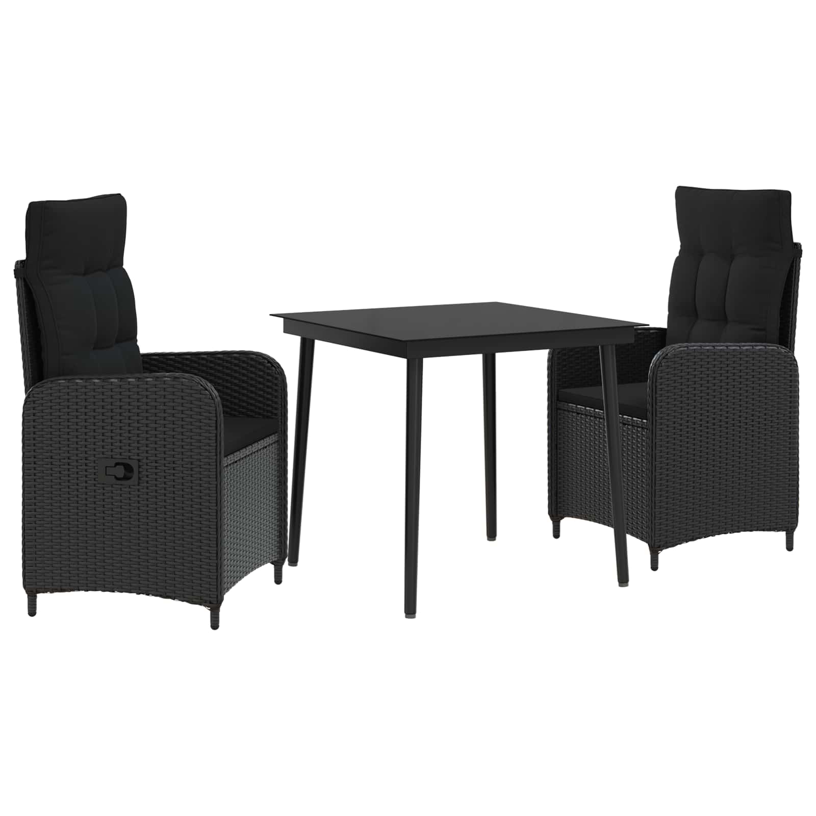 Set stolića za sofu s jastukom s jastukom 3 pcs Crna