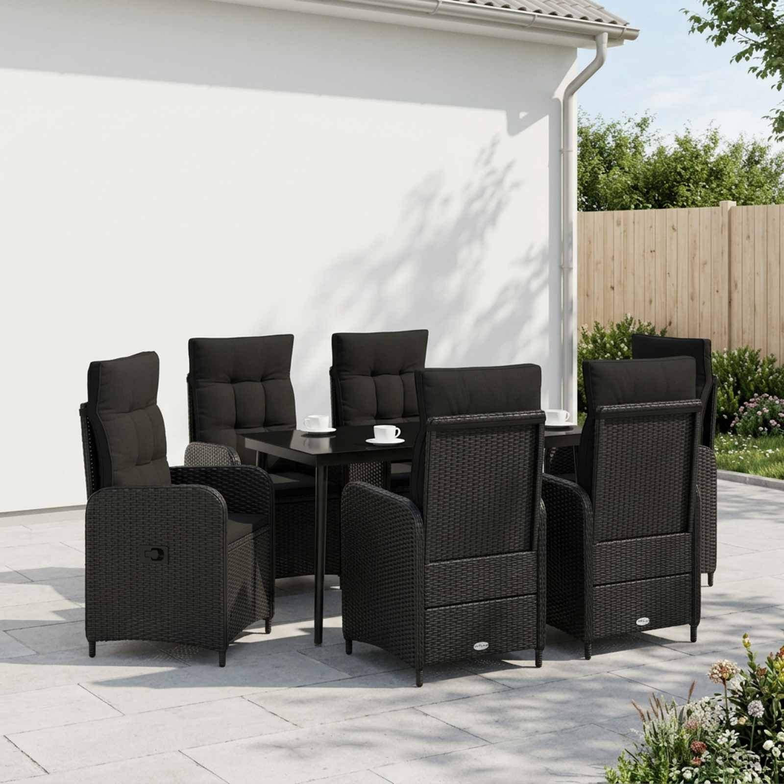 Set stolića za sofu s jastukom s jastukom 7 pcs Crna