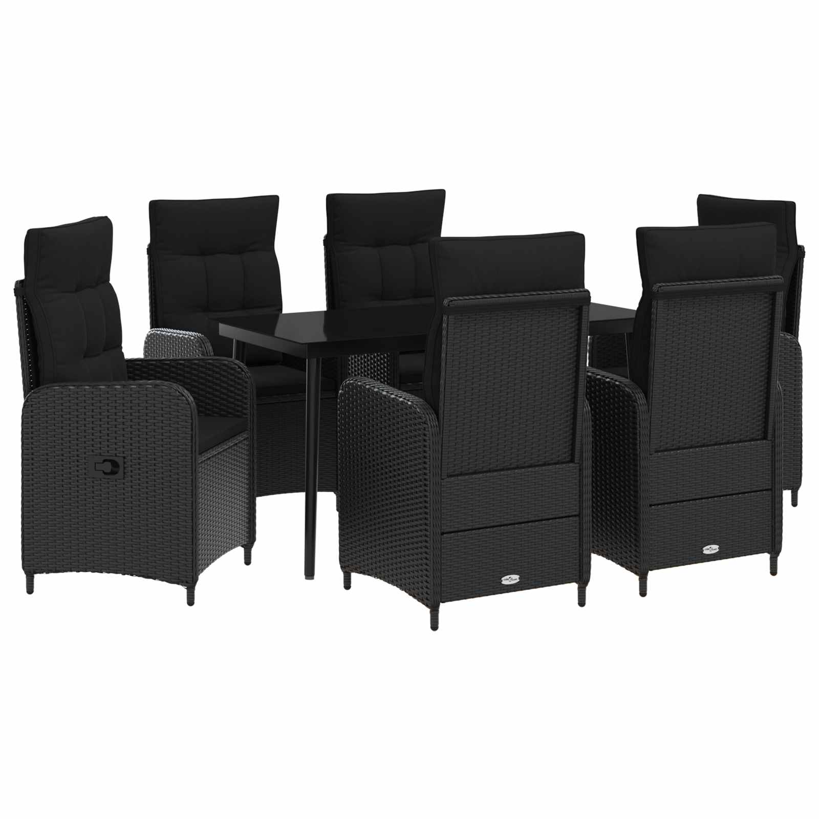 Set stolića za sofu s jastukom s jastukom 7 pcs Crna