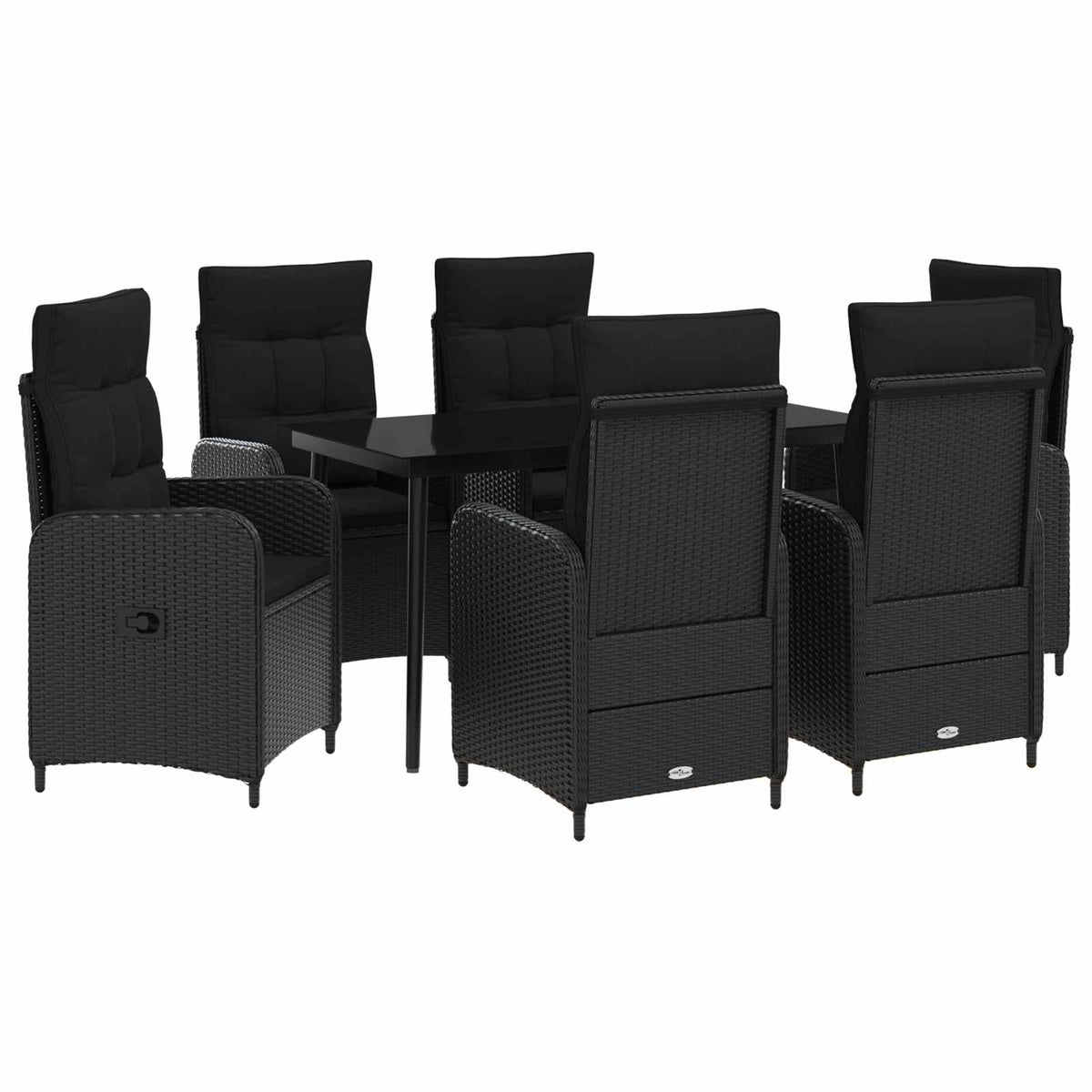 Set stolića za sofu s jastukom s jastukom 7 pcs Crna