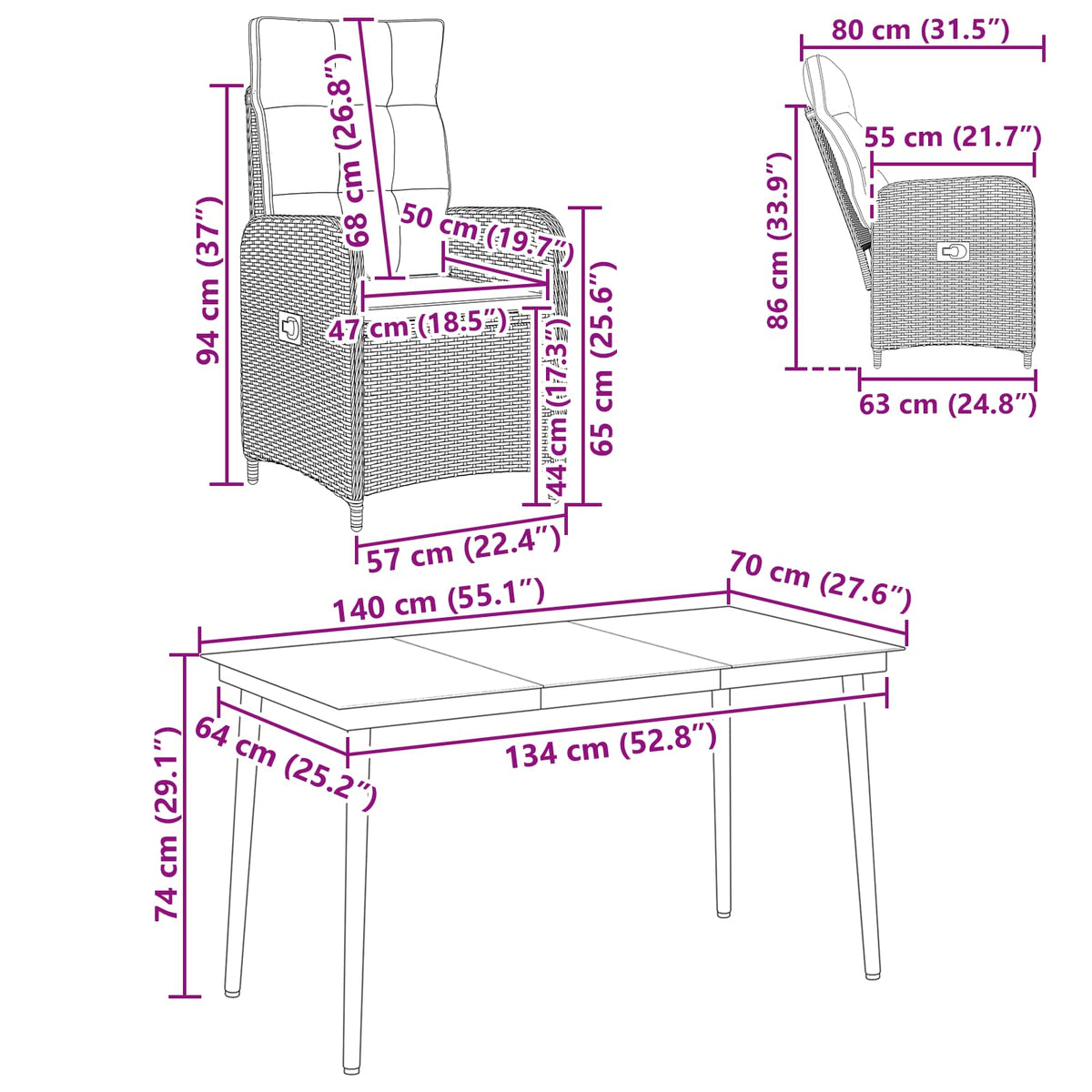 Set stolića za sofu s jastukom s jastukom 7 pcs